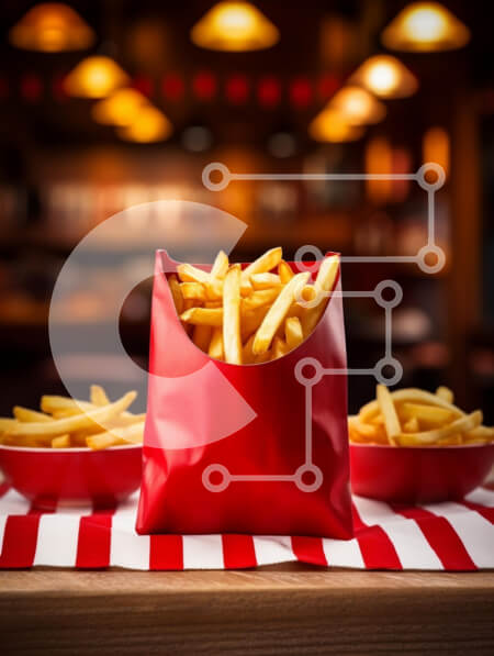 Intra Συλλεκτικό Ξύλινο Παζλ Plywood  4mm - Νόστιμες τηγανιτές πατάτες σε περιβάλλον εστιατορίου Σε Ξύλινο Κουτί - Διαστάσεις: 10x10 cm – 25 κομμάτια