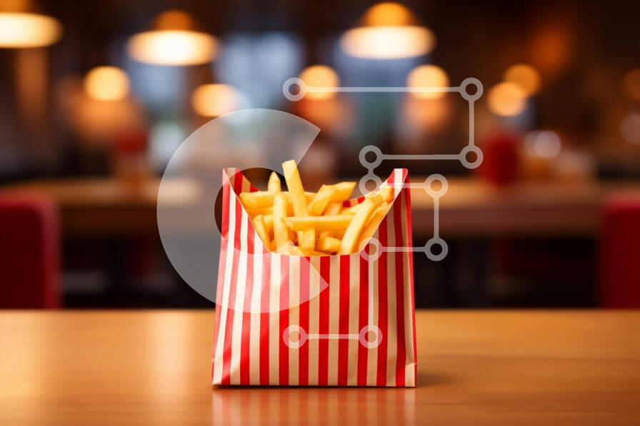 Intra Συλλεκτικό Ξύλινο Παζλ Plywood  4mm - Νόστιμες τηγανιτές πατάτες σε ριγέ σακούλα Σε Ξύλινο Κουτί - Διαστάσεις: 10x10 cm – 25 κομμάτια