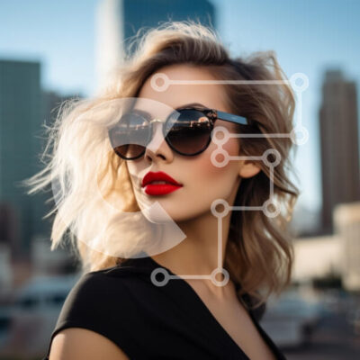 Intra Συλλεκτικό Ξύλινο Παζλ Plywood  4mm - Κομψή γυναίκα σε αστικό περιβάλλον με γυαλιά ηλίου Σε Ξύλινο Κουτί - Διαστάσεις: 10x10 cm – 25 κομμάτια - Image 1