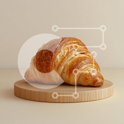Intra Συλλεκτικό Ξύλινο Παζλ Plywood  4mm - Φρεσκοψημένο κρουασάν σε ξύλινη σανίδα Σε Ξύλινο Κουτί - Διαστάσεις: 10x10 cm – 25 κομμάτια - Image 1