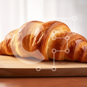 Intra Συλλεκτικό Ξύλινο Παζλ Plywood  4mm - Φρεσκοψημένο κρουασάν σε ξύλινη σανίδα Σε Ξύλινο Κουτί - Διαστάσεις: 10x10 cm – 25 κομμάτια - Image 1