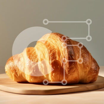 Intra Συλλεκτικό Ξύλινο Παζλ Plywood  4mm - Φρεσκοψημένο κρουασάν σε ξύλινη σανίδα κοπής Σε Ξύλινο Κουτί - Διαστάσεις: 10x10 cm – 25 κομμάτια - Image 1