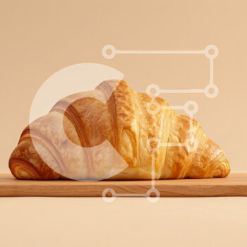 Intra Συλλεκτικό Ξύλινο Παζλ Plywood  4mm - Φρεσκοψημένο κρουασάν σε ξύλινη σανίδα Σε Ξύλινο Κουτί - Διαστάσεις: 10x10 cm – 25 κομμάτια - Image 1