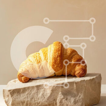 Intra Συλλεκτικό Ξύλινο Παζλ Plywood  4mm - Φρέσκο ​​κρουασάν σε πέτρινη επιφάνεια Σε Ξύλινο Κουτί - Διαστάσεις: 10x10 cm – 25 κομμάτια - Image 1