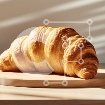 Intra Συλλεκτικό Ξύλινο Παζλ Plywood  4mm - Φρεσκοψημένο κρουασάν σε ξύλινη σανίδα Σε Ξύλινο Κουτί - Διαστάσεις: 10x10 cm – 25 κομμάτια - Image 1