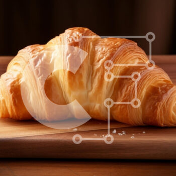 Intra Συλλεκτικό Ξύλινο Παζλ Plywood  4mm - Φρέσκο ​​κρουασάν σε ξύλινη σανίδα Σε Ξύλινο Κουτί - Διαστάσεις: 10x10 cm – 25 κομμάτια - Image 1