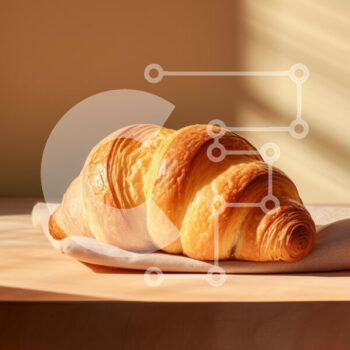 Intra Συλλεκτικό Ξύλινο Παζλ Plywood  4mm - Φρέσκο ​​κρουασάν σε ξύλινο τραπέζι Σε Ξύλινο Κουτί - Διαστάσεις: 10x10 cm – 25 κομμάτια - Image 1