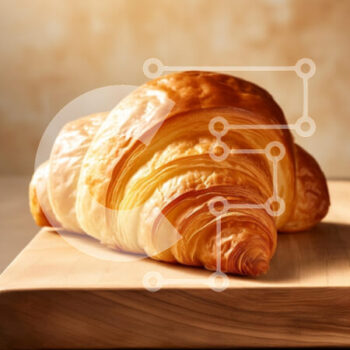 Intra Συλλεκτικό Ξύλινο Παζλ Plywood  4mm - Φρεσκοψημένο κρουασάν σε ξύλινη σανίδα Σε Ξύλινο Κουτί - Διαστάσεις: 10x10 cm – 25 κομμάτια - Image 1