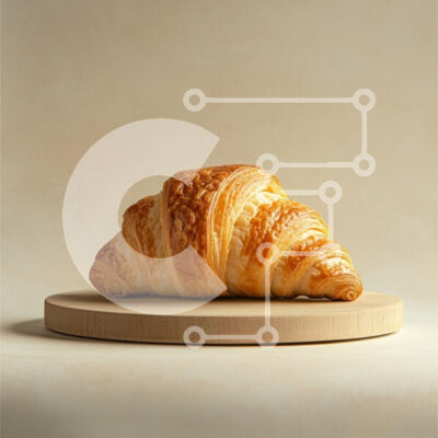 Intra Συλλεκτικό Ξύλινο Παζλ Plywood  4mm - Φρεσκοψημένο κρουασάν σε ξύλινη σανίδα Σε Ξύλινο Κουτί - Διαστάσεις: 10x10 cm – 25 κομμάτια - Image 1