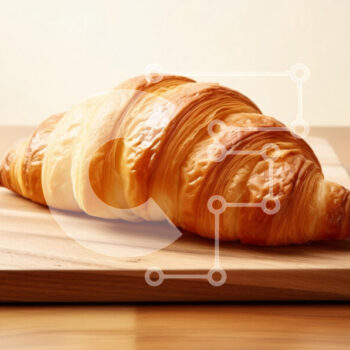 Intra Συλλεκτικό Ξύλινο Παζλ Plywood  4mm - Φρεσκοψημένο κρουασάν σε ξύλινη σανίδα κοπής Σε Ξύλινο Κουτί - Διαστάσεις: 10x10 cm – 25 κομμάτια - Image 1