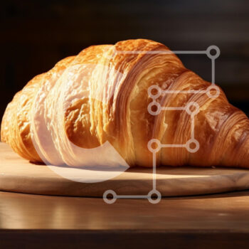 Intra Συλλεκτικό Ξύλινο Παζλ Plywood  4mm - Φρεσκοψημένο κρουασάν σε ξύλινη σανίδα Σε Ξύλινο Κουτί - Διαστάσεις: 10x10 cm – 25 κομμάτια - Image 1