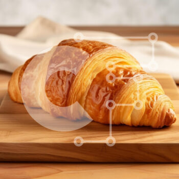 Intra Συλλεκτικό Ξύλινο Παζλ Plywood  4mm - Φρεσκοψημένο κρουασάν σε ξύλινη σανίδα κοπής Σε Ξύλινο Κουτί - Διαστάσεις: 10x10 cm – 25 κομμάτια - Image 1