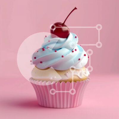 Intra Συλλεκτικό Ξύλινο Παζλ Plywood  4mm - Νόστιμο Cupcake με Blue Frosting και Cherry Σε Ξύλινο Κουτί - Διαστάσεις: 10x10 cm – 25 κομμάτια - Image 1