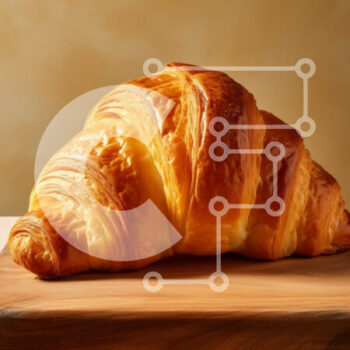 Intra Συλλεκτικό Ξύλινο Παζλ Plywood  4mm - Φρεσκοψημένο κρουασάν σε ξύλινη σανίδα Σε Ξύλινο Κουτί - Διαστάσεις: 10x10 cm – 25 κομμάτια - Image 1