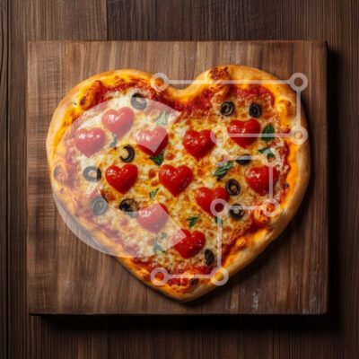Intra Συλλεκτικό Ξύλινο Παζλ Plywood  4mm - Πίτσα σε σχήμα καρδιάς σε ξύλινη σανίδα κοπής Σε Ξύλινο Κουτί - Διαστάσεις: 10x10 cm – 25 κομμάτια - Image 1