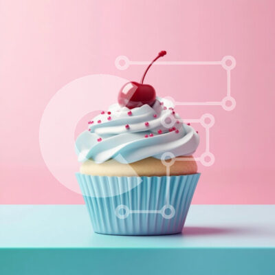 Intra Συλλεκτικό Ξύλινο Παζλ Plywood  4mm - Cupcake με Blue Frosting και Cherry Σε Ξύλινο Κουτί - Διαστάσεις: 10x10 cm – 25 κομμάτια - Image 1