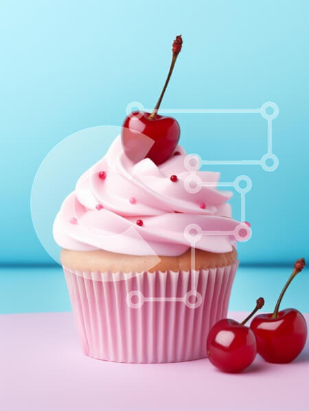 Intra Συλλεκτικό Ξύλινο Παζλ Plywood  4mm - Λαχταριστό cupcake με ροζ παγετό και κεράσια Σε Ξύλινο Κουτί - Διαστάσεις: 10x10 cm – 25 κομμάτια