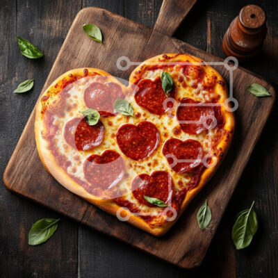 Intra Συλλεκτικό Ξύλινο Παζλ Plywood  4mm - Πίτσα Pepperoni σε σχήμα καρδιάς Σε Ξύλινο Κουτί - Διαστάσεις: 10x10 cm – 25 κομμάτια - Image 1