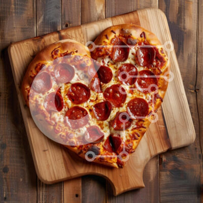 Intra Συλλεκτικό Ξύλινο Παζλ Plywood  4mm - Πίτσα Pepperoni σε σχήμα καρδιάς σε ξύλινη σανίδα Σε Ξύλινο Κουτί - Διαστάσεις: 10x10 cm – 25 κομμάτια - Image 1