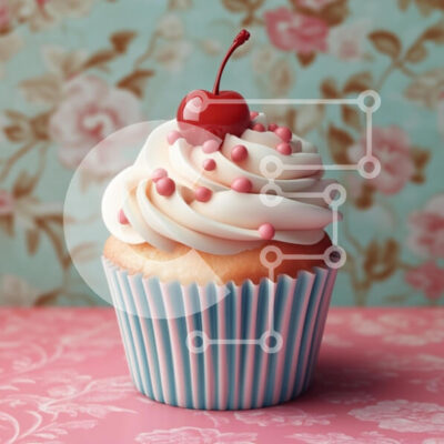 Intra Συλλεκτικό Ξύλινο Παζλ Plywood  4mm - Διακοσμητικό Cupcake με κεράσι και ψεκασμούς Σε Ξύλινο Κουτί - Διαστάσεις: 10x10 cm – 25 κομμάτια - Image 1