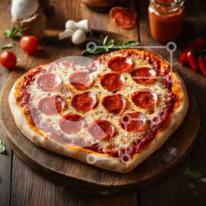 Intra Συλλεκτικό Ξύλινο Παζλ Plywood  4mm - Πίτσα Pepperoni σε σχήμα καρδιάς Σε Ξύλινο Κουτί - Διαστάσεις: 10x10 cm – 25 κομμάτια