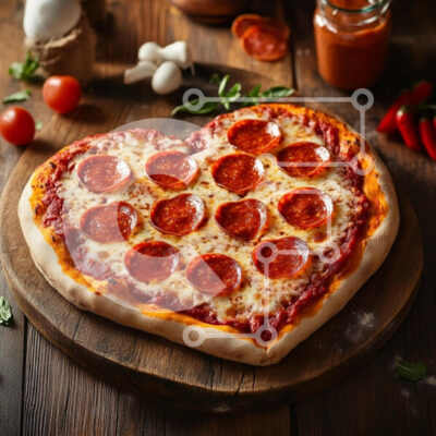 Intra Συλλεκτικό Ξύλινο Παζλ Plywood  4mm - Πίτσα Pepperoni σε σχήμα καρδιάς Σε Ξύλινο Κουτί - Διαστάσεις: 10x10 cm – 25 κομμάτια - Image 1