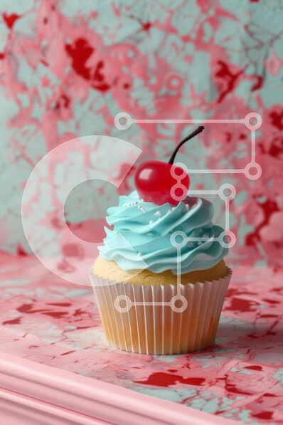 Intra Συλλεκτικό Ξύλινο Παζλ Plywood  4mm - Cupcake με Blue Frosting και Cherry Σε Ξύλινο Κουτί - Διαστάσεις: 10x10 cm – 25 κομμάτια