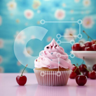 Intra Συλλεκτικό Ξύλινο Παζλ Plywood  4mm - Cupcake με κεράσι σε ροζ φόντο Σε Ξύλινο Κουτί - Διαστάσεις: 10x10 cm – 25 κομμάτια - Image 1