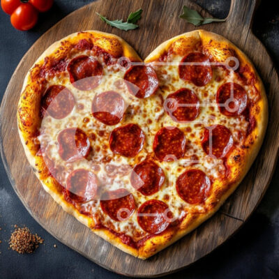 Intra Συλλεκτικό Ξύλινο Παζλ Plywood 4mm - Πίτσα Pepperoni σε σχήμα καρδιάς σε ξύλινη σανίδα Σε Ξύλινο Κουτί - Διαστάσεις: 10x10 cm – 25 κομμάτια - Image 1