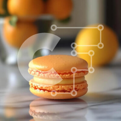 Intra Συλλεκτικό Ξύλινο Παζλ Plywood  4mm - Πορτοκαλί μακαρόν με πορτοκάλια στο φόντο Σε Ξύλινο Κουτί - Διαστάσεις: 10x10 cm – 25 κομμάτια - Image 1