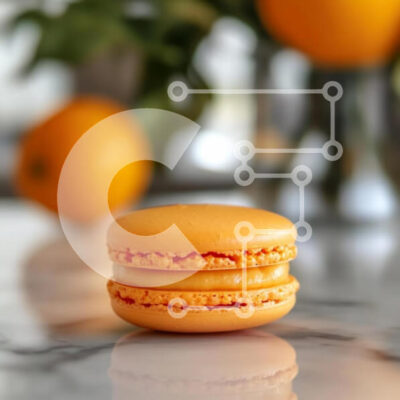 Intra Συλλεκτικό Ξύλινο Παζλ Plywood  4mm - Πορτοκαλί Macaron σε μαρμάρινη επιφάνεια Σε Ξύλινο Κουτί - Διαστάσεις: 10x10 cm – 25 κομμάτια - Image 1