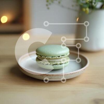 Intra Συλλεκτικό Ξύλινο Παζλ Plywood  4mm - Κομψό πράσινο μακαρόν σε ένα πιάτο Σε Ξύλινο Κουτί - Διαστάσεις: 10x10 cm – 25 κομμάτια - Image 1