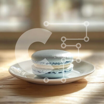 Intra Συλλεκτικό Ξύλινο Παζλ Plywood 4mm - Μπλε μακαρόν σε λευκό πιάτο Σε Ξύλινο Κουτί - Διαστάσεις: 10x10 cm – 25 κομμάτια - Image 1