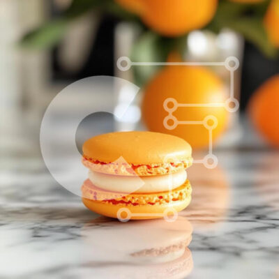 Intra Συλλεκτικό Ξύλινο Παζλ Plywood  4mm - Πορτοκαλί Macaron σε μαρμάρινη επιφάνεια Σε Ξύλινο Κουτί - Διαστάσεις: 10x10 cm – 25 κομμάτια - Image 1