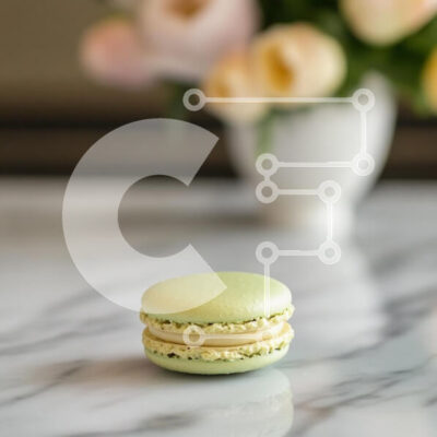 Intra Συλλεκτικό Ξύλινο Παζλ Plywood  4mm - Πράσινο Macaron σε μαρμάρινη επιφάνεια με λουλούδια Σε Ξύλινο Κουτί - Διαστάσεις: 10x10 cm – 25 κομμάτια - Image 1