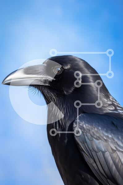 Intra Συλλεκτικό Ξύλινο Παζλ Plywood  4mm - Κοντινό πλάνο ενός κορακιού ενάντια στο Blue Sky Σε Ξύλινο Κουτί - Διαστάσεις: 10x10 cm – 25 κομμάτια