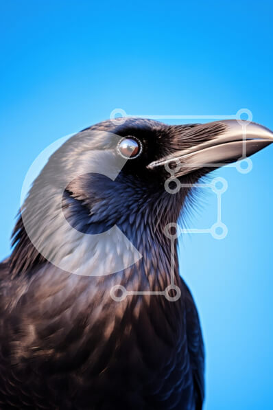 Intra Συλλεκτικό Ξύλινο Παζλ Plywood  4mm - Κοντινό πλάνο ενός κορακιού ενάντια σε έναν μπλε ουρανό Σε Ξύλινο Κουτί - Διαστάσεις: 10x10 cm – 25 κομμάτια