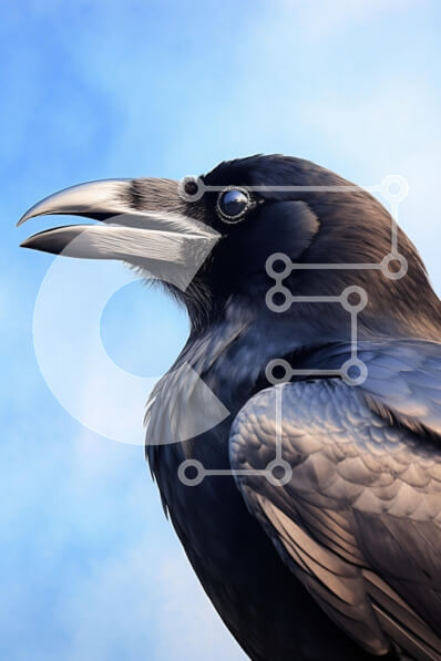 Intra Συλλεκτικό Ξύλινο Παζλ Plywood  4mm - Κοντινό πλάνο ενός κορακιού ενάντια σε έναν μπλε ουρανό Σε Ξύλινο Κουτί - Διαστάσεις: 10x10 cm – 25 κομμάτια