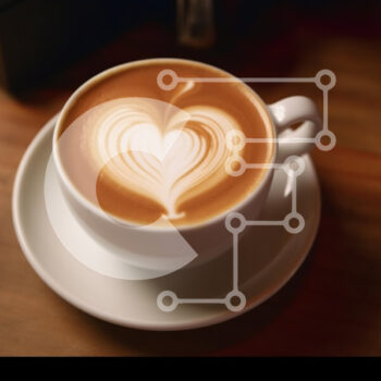 Intra Συλλεκτικό Ξύλινο Παζλ Plywood  4mm - Latte Art σε σχήμα καρδιάς σε λευκό κύπελλο σε ξύλινο τραπέζι Σε Ξύλινο Κουτί - Διαστάσεις: 10x10 cm – 25 κομμάτια - Image 1