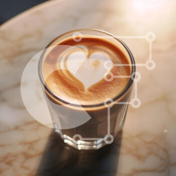 Intra Συλλεκτικό Ξύλινο Παζλ Plywood  4mm - Latte Art σε ένα διαφανές γυαλί σε μαρμάρινο τραπέζι Σε Ξύλινο Κουτί - Διαστάσεις: 10x10 cm – 25 κομμάτια - Image 1