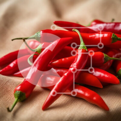 Intra Συλλεκτικό Ξύλινο Παζλ Plywood 4mm - Φρέσκα κόκκινα τσίλι σε μπεζ ύφασμα Σε Ξύλινο Κουτί - Διαστάσεις: 10x10 cm – 25 κομμάτια - Image 1