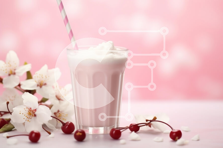 Intra Συλλεκτικό Ξύλινο Παζλ Plywood  4mm - Ροζ Milkshake με άνθη κερασιάς Σε Ξύλινο Κουτί - Διαστάσεις: 10x10 cm – 25 κομμάτια - Image 1