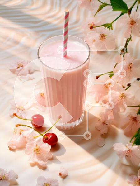 Intra Συλλεκτικό Ξύλινο Παζλ Plywood  4mm - Ροζ ρόφημα με κεράσια και άνθη Σε Ξύλινο Κουτί - Διαστάσεις: 10x10 cm – 25 κομμάτια