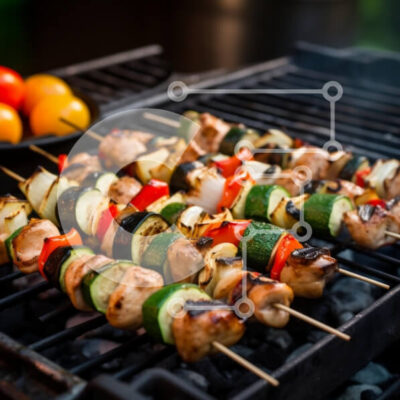 Intra Συλλεκτικό Ξύλινο Παζλ Plywood  4mm - Σουβλάκια λαχανικών και κοτόπουλου στη σχάρα Σε Ξύλινο Κουτί - Διαστάσεις: 10x10 cm – 25 κομμάτια - Image 1