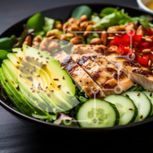 Intra Συλλεκτικό Ξύλινο Παζλ Plywood  4mm - Healthy Salad Bowl με αβοκάντο και ψητό κοτόπουλο Σε Ξύλινο Κουτί - Διαστάσεις: 10x10 cm – 25 κομμάτια