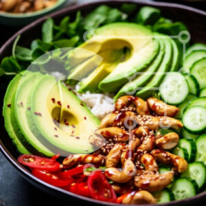 Intra Συλλεκτικό Ξύλινο Παζλ Plywood  4mm - Healthy Salad Bowl με αβοκάντο και κάσιους Σε Ξύλινο Κουτί - Διαστάσεις: 10x10 cm – 25 κομμάτια