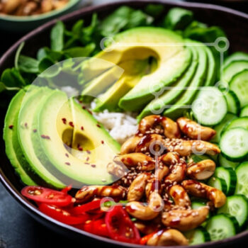 Intra Συλλεκτικό Ξύλινο Παζλ Plywood  4mm - Healthy Salad Bowl με αβοκάντο και κάσιους Σε Ξύλινο Κουτί - Διαστάσεις: 10x10 cm – 25 κομμάτια - Image 1