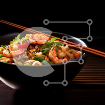 Intra Συλλεκτικό Ξύλινο Παζλ Plywood  4mm - Noodles γαρίδας σε μαύρο μπολ Σε Ξύλινο Κουτί - Διαστάσεις: 10x10 cm – 25 κομμάτια - Image 1