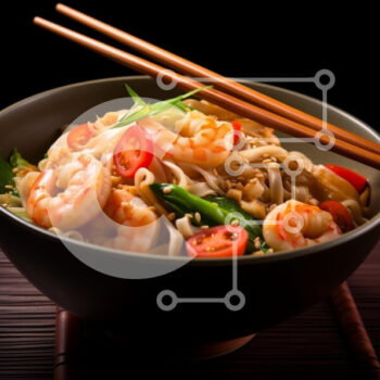 Intra Συλλεκτικό Ξύλινο Παζλ Plywood  4mm - Noodles γαρίδας σε μαύρο μπολ Σε Ξύλινο Κουτί - Διαστάσεις: 10x10 cm – 25 κομμάτια - Image 1