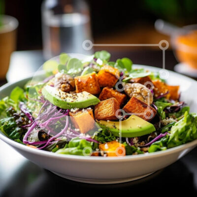 Intra Συλλεκτικό Ξύλινο Παζλ Plywood 4mm - Πολύχρωμη σαλάτα με ψητά λαχανικά Σε Ξύλινο Κουτί - Διαστάσεις: 10x10 cm – 25 κομμάτια - Image 1